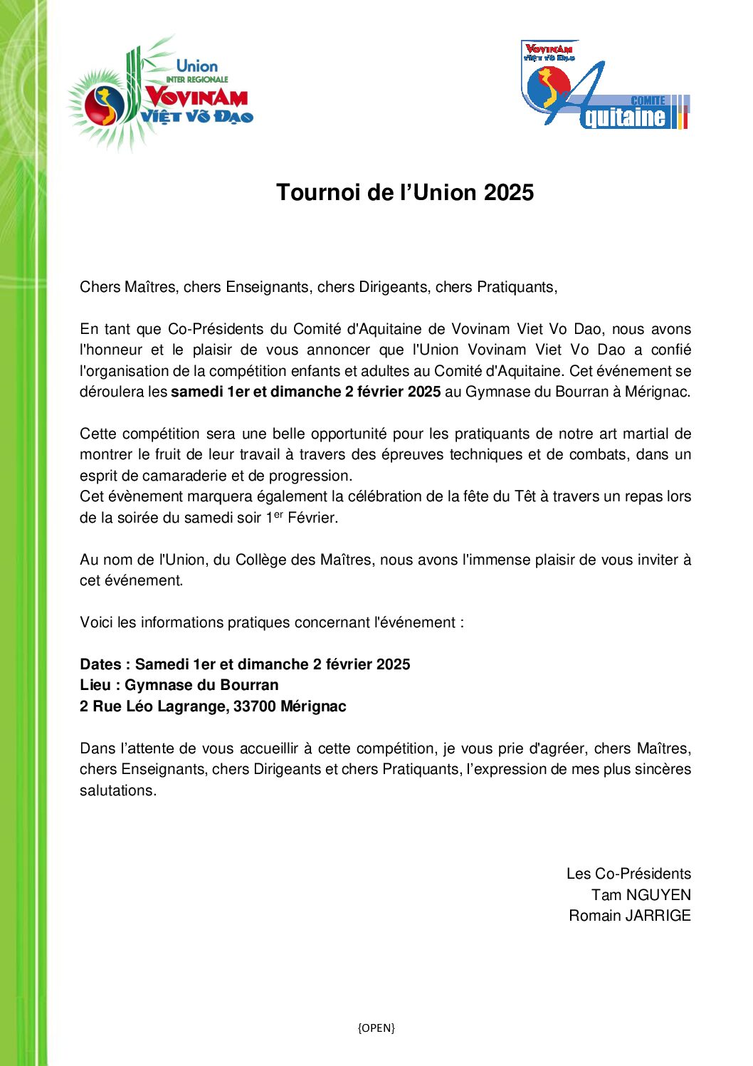 Coupe de l’Union Février 2025