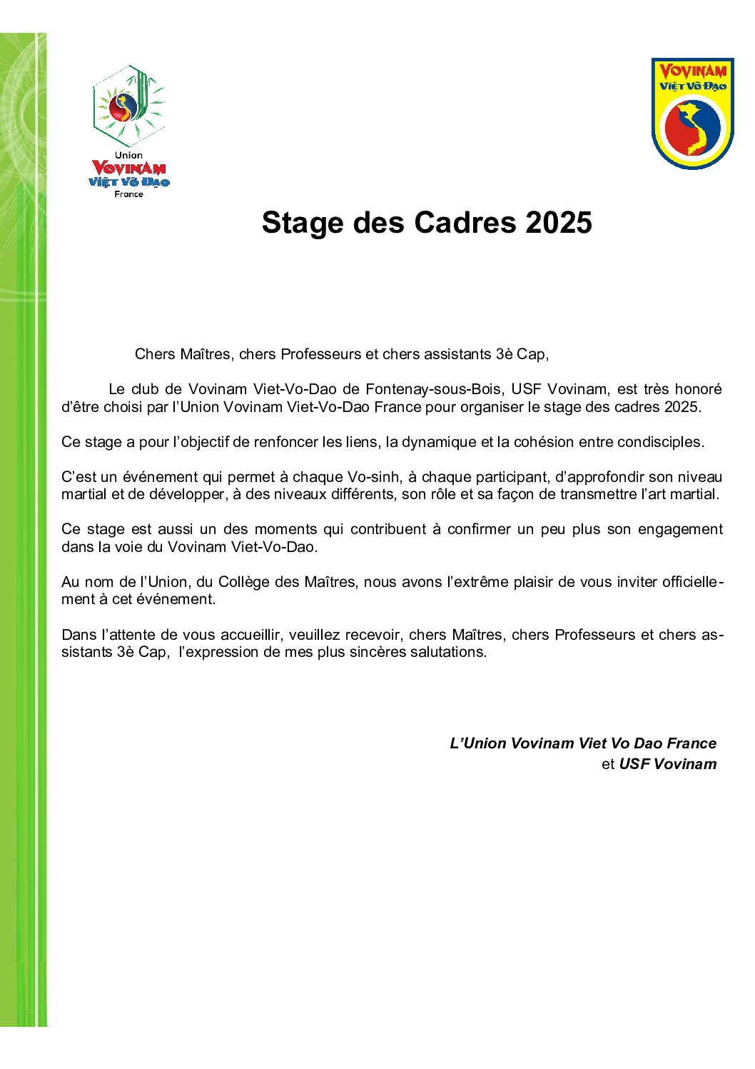 Stage des cadres 2025